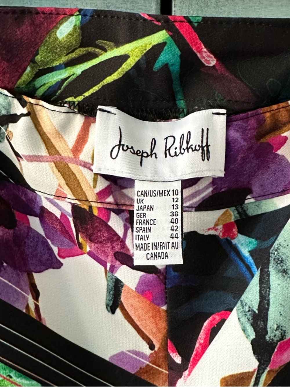 Joseph Ribkoff Multicolor Abstract Floral Pants, size 10, like new, $50 - Picture 4 of 5